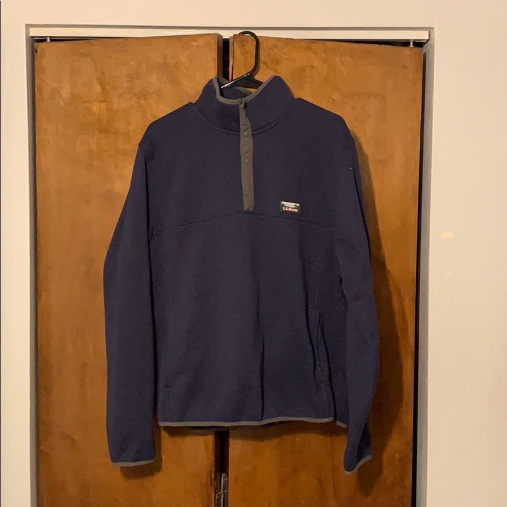 L.L. Bean Slightly Fitted Navy 1/4 Button Up